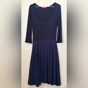 Melissa Masse Made To Measure Navy Scoop Neck Dress Preppy Minimalist Formal XS